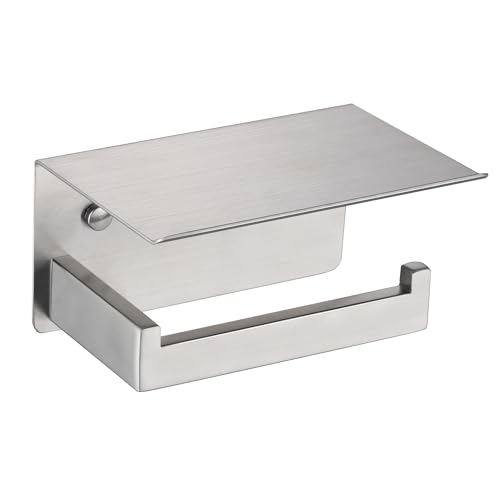 LANC Bathroom Toilet Paper Holder with Shelf, Brushed Nickel Toilet Paper Roll Holder with Wipes Shelf for Bathroom Wall Mounted, 304 Stainless Steel TP Holder, A8367BN - color: Brushed Nickel, size: Right