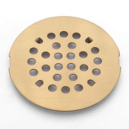 Snap-in Shower Drain Cover 4-1/4 inch Shower Strainer Grid Round (1, Brushed Golden) - color: Brushed Golden