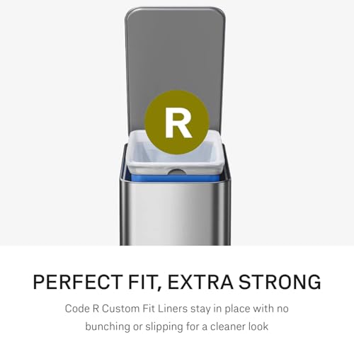 simplehuman Slim Step Can, 9L / 2.4 Gallon Primary Bathroom Trash Can, Liner Pocket®, Sleek Internal Hinge, 150,000-Step All-Steel Pedal, Lid Shox® Silent Close, Brushed Stainless Steel - color: Brushed, size: 9L