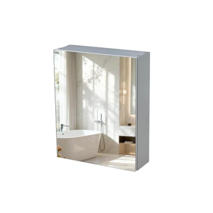 Bathroom Medicine Cabinet,Double-Sided Mirror Door(15.9 x 20) | Silver Aluminium Frame, Lightweight, Sturdy,Attractive,Simple Wall-Mounted,Adjustable Shelves,Tempered glass - size: 15.9"x 20"