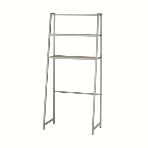 TRINITY 3-Tier Metal Over The Toilet Storage Shelving Rack, Freestanding Bathroom Organizer with Wood Grain Shelves, 27in x 15in x 60in, Champagne - color: Champagne