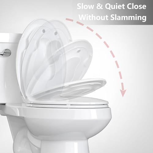 Toilet Seat, Elongated Toilet Seat with Toddler Seat Built in, Potty Training Toilet Seat Elongated Fits Both Adult and Child, with Soft Close, Never Loosen, Easy Install and clean - White - color: White, size: Elongated with Toddler Seat