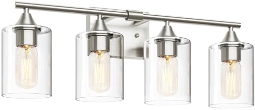 4-Light Bathroom Light Fixtures,Brushed Nickel Vanity Lighting Fixtures,Modern Wall Lighting Sconces for Mirror Bedroom Living Room Vanity Table Hallway - color: Nickel, size: 4-Light