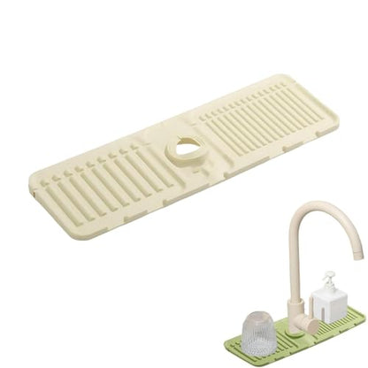 Faucet Guard & Draining Mat, Foldable Self-Draining Faucet Splash Guard Mat, Slope Design Kitchen Sink Splashguard for Home Bathroom Drying Glasses Around (White) - color: White