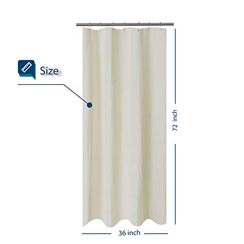 Barossa Design Waffle Weave Stall Shower Curtain Fabric 36 x 72 Inch, Cream | Hotel Luxury Spa, 230 GSM Thick Fabric, Water Repellent, Machine Washable, 36W x 72H for Small Stall - color: Cream, size: 36"W x 72"L (Pack of 1)