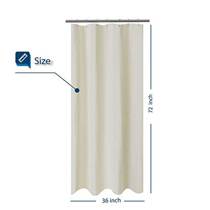 Barossa Design Waffle Weave Stall Shower Curtain Fabric 36 x 72 Inch, Cream | Hotel Luxury Spa, 230 GSM Thick Fabric, Water Repellent, Machine Washable, 36W x 72H for Small Stall - color: Cream, size: 36"W x 72"L (Pack of 1)
