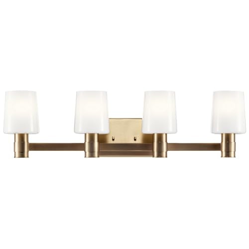 Kichler Adani 4-Light Bathroom Vanity Light, Champagne Bronze | Modern vanity light with opal glass for bathrooms and powder rooms (30" x 8.25"), 55177CPZ - color: Champagne Bronze, size: 30"