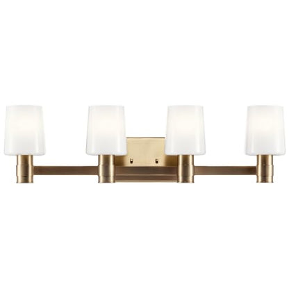 Kichler Adani 4-Light Bathroom Vanity Light, Champagne Bronze | Modern vanity light with opal glass for bathrooms and powder rooms (30" x 8.25"), 55177CPZ - color: Champagne Bronze, size: 30"