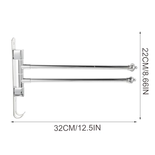 WOONEKY Stainless Steel Bathroom Swing Arm Towel Bar, 2-arm Swivel Towel Rack Wall Mount for Bathroom Storage and Drying