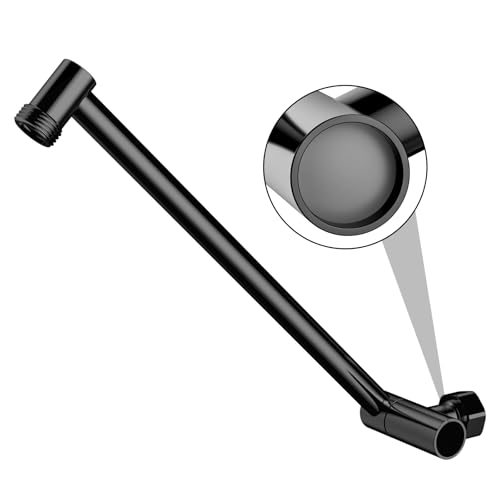 11"Adjustable Shower Extension Arm with Push-Button Lock Easy Install Black | Solid Brass One-Hand Adjust height High pressure resistance, long-term durability for All Rain & Handheld Showerheads - color: Matte Black, size: 11 Inches