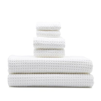 Sedona Luxe Waffle Towel Set, 410 GSM 6-Piece 100% Cotton Set with 2 Bath Sheets, 2 Hand Towels & 2 Washcloths, Spa-Quality, White - color: White, style: Luxe Set (Set of 6 with Bath Sheets)