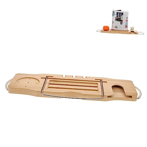 Bamboo Bathtub Shelf Tub Tray for Bathtub Expandable Adjustable Bathroom Accessory