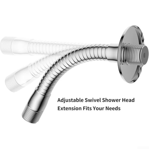 Adjustable Shower Arm Extension Stainless Steel Swivel Adapter for Rain Head - Chrome Finish 1/2 Inch IPS Thread Bathroom Upgrade