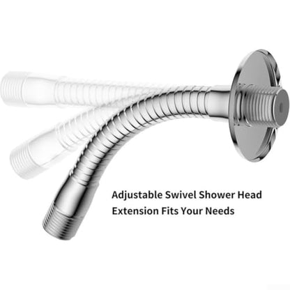 Adjustable Shower Arm Extension Stainless Steel Swivel Adapter for Rain Head - Chrome Finish 1/2 Inch IPS Thread Bathroom Upgrade