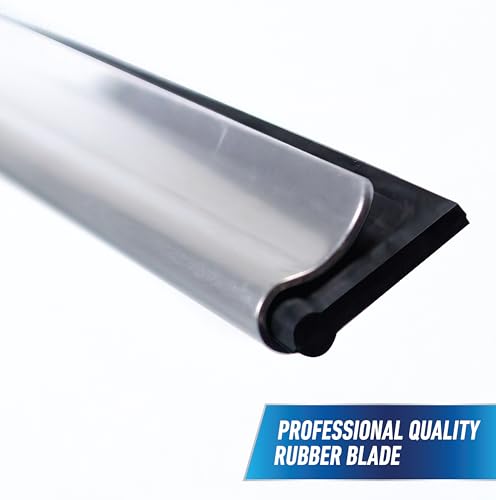 Unger Connect and Clean 16” Performance Window and Glass Cleaning Squeegee with Replacement Rubber, Cleaning Supplies, Heavy Duty Household Cleaner Tools with Streak-Free Results - size: 16 Inch (Pack of 1), style: 16” Performance Grip Squeegee