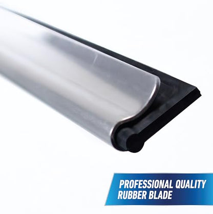 Unger Connect and Clean 16” Performance Window and Glass Cleaning Squeegee with Replacement Rubber, Cleaning Supplies, Heavy Duty Household Cleaner Tools with Streak-Free Results - size: 16 Inch (Pack of 1), style: 16” Performance Grip Squeegee