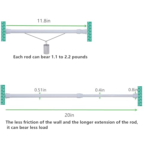 Cupboard Bars Tension Rods, 6 Pack 11.8-20 Inches Spring Tensions Rods Steel Adjustable Tension Curtain Rod Shower Rod Closet Rod Window Rods White - color: White, size: 11.8-20 inch