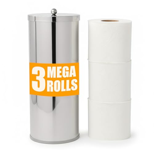 [2023 Upgraded Version] HUJI Rust Resistant Stainless Steel Toilet Paper Roll Canister Holder w/Removable Base for Bathroom Storage (1 Pack, Toilet Paper Canister) - color: Stainless Steel