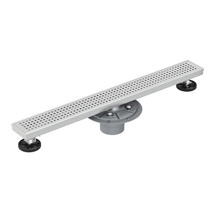 Neodrain 18-Inch Brushed Linear Shower Drain with Quadrato Pattern Grate | 304 Stainless Steel Linear Drain,Rectangle Shower Floor Drain with Hair Strainer, shower drain base ,Fits Bathroom, Balcony - color: Brushed, size: 18 In