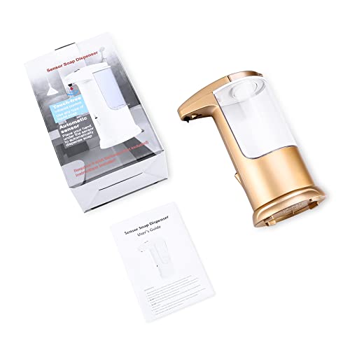 370ml Touch-Free Battery Operated Electric Automatic Liquid Soap Dispenser - Adjustable Soap Dispensing Volume - Premium Soap Dispenser for Kitchen Bathroom Toilet (Golden) - color: Gold