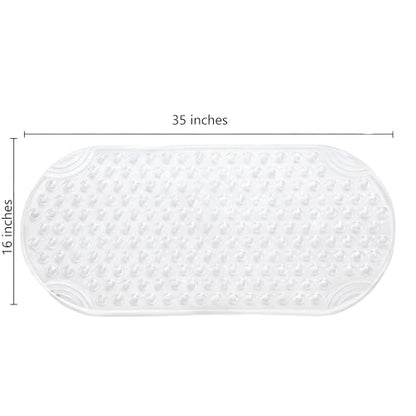 Anti Slip Bathtub Mat,Non Slip Bath Mat,16x35 Inch Extra Long Tub Mat,Machine Washable Bathroom Shower Mat with Suction Cups and Drainage Holes,Soft on Feet (White) - color: Clear White