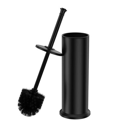 Black Toilet Brush and Holder，Extra Long Handled Toilet Brush for Bathroom，Stainless Steel Heavy Duty Toilet Bowl Brush,Removable Inner Bowl,Deep Cleaning Dense Bristles Cleaner Brush -Space Saving - color: Black
