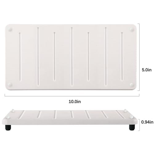 2PCS Water Absorbing Stone Drying Mat for Bathroom Sink & Kitchen Counter Organizer, Instant Dry Soap Dispenser Sponge Holder, Sink Caddy, Vanity Tray (10"x5"-White) - color: 10" X 5" White With Feet
