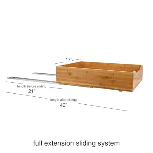 Household Essentials Glidez Bamboo and Steel Pull-Out/Slide-Out Storage Organizer for Under Cabinet Use - 1-Tier Design - Fits Standard Size Cabinet or Shelf, Natural - size: 17", style: Single Tier