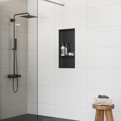 24x12 Shower Niche, No Tile Needed Insert, 304 Stainless Steel, Sloped Base, Matte Black in-Wall Shelf - color: Matte Black B, size: 12''×24''