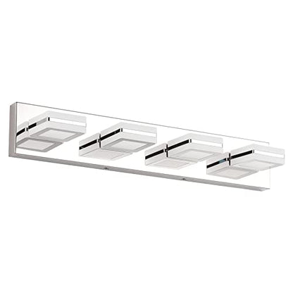 Ralbay Modern LED Bathroom Vanity Lights 4 Lights Up and Down Modern Chrome Bathoom Wall Lighting Over Mirror Rotatable Acrylic Stainless Steel Chrome Vanity Lights - color: Chrome, size: 4 Light