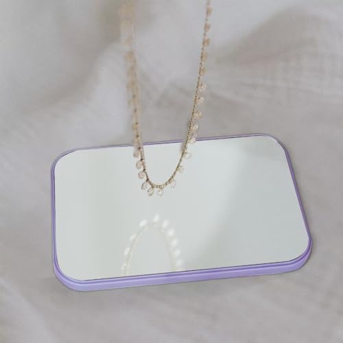 8-Inch Table Desk Vanity Makeup Mirror, Simple Portable Travel Mirror with Stand, Standing and Wall Hanging Dual-use, Purple - color: Purple