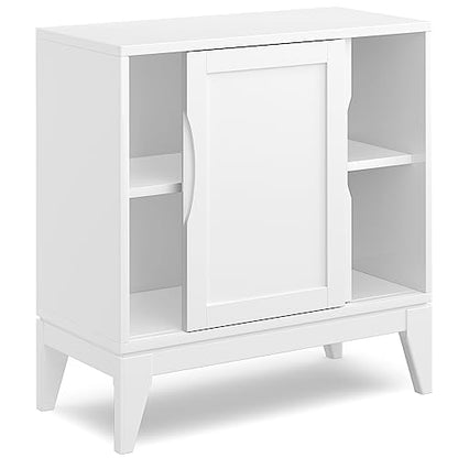 SIMPLIHOME Harper 48" Wide Solid Wood Storage Cabinet in Black - color: White, size: 30 inch
