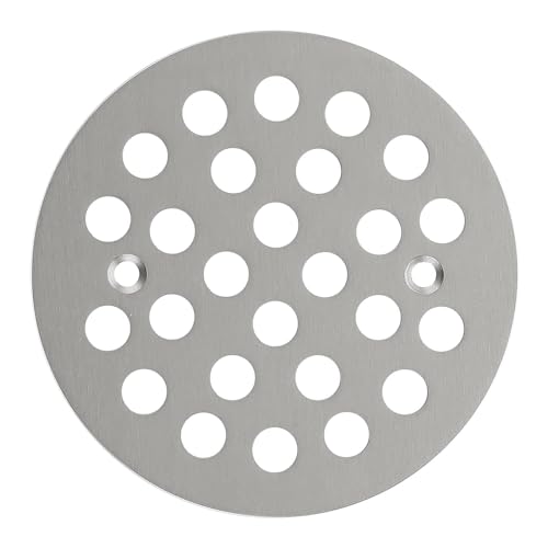 4-1/4” Round Shower Drain Cover,Screw-in Shower Drain Strainer,Easy-to-Install Replacement Cover - color: Brushed Nickel, size: 4-1/4 inch