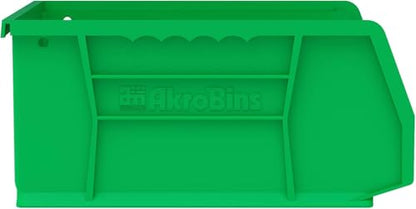 Akro-Mils 30235 AkroBins Plastic Storage Bins, 11"x11"x5", Green, 6-Pack | Space-Saving Stackable Bins for Garage, Pantry, Craft Organization - color: Green