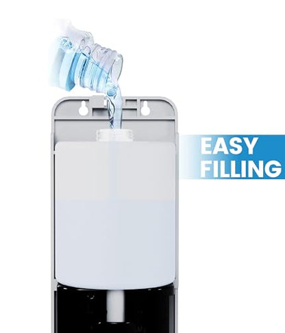 Commercial Automatic Wall-Mount Soap Dispenser, Stainless Steel | Touchless 800 mL commercial dispenser with stainless steel exterior, vertical window, keyed lock and 6 AA battery power. - color: 2003 Silver