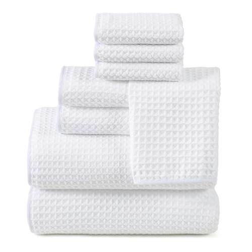 REDKISS Soft 8 Piece Waffle Towel Set, Microfiber, Lighter Weight, Absorbent, Quick Dry, Lint Free Bath Towels for Bathroom, Spa & Hotel – 2 Bath, 2 Hand, 4 Washcloths, White - color: White