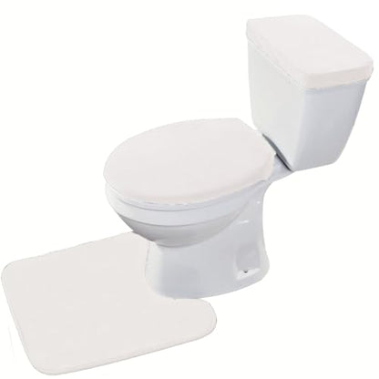 Madeals Toilet Mat and lid Cover Set with Toilet Tank Cover 3 Piece Toilet Set White - color: White