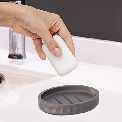 Bathroom Accessory Set - 6 pcs Bronze Bathroom Accessories Set with Trash Can, Toothbrush Holder, Toothbrush Cup, Soap Dispenser, Soap Dish, Toilet Brush with Holder - Accessoire Salle de Bain - color: Warm Gray