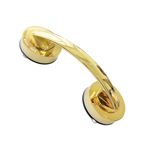 Suction Cup Door Handle, Powerful Vacuum Grab Bar for Glass, Mirror, Shower, Sliding Door, Window, Cabinet, Non-Slip Removable Bathroom Handle, No Drilling, Easy Install (Gold) - color: Gold