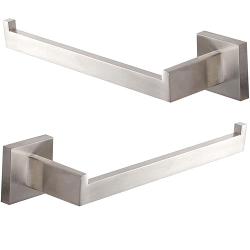 LANC Bathroom Hand Towel Holder 2 Pack Left and Right Side Brushed Nickel Hand Towel Bar 2 Pack 10 Inche Square Towel Ring for Kitchen Cabinet Wall Mount Towel Rack Hanger,A8806BN-LRP2 - color: Brushed Nickel, size: Left & Right