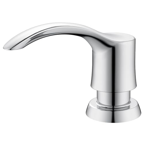 Kitchen Sink Soap Dispenser with 17 Ounce Large Bottle, G080C | Chrome, Built in Sink Soap Dispenser, Soap Dispenser for Kitchen Sink, Refill from Top - color: Chrome, size: with Bottle