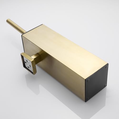 Gold Toilet Brush Set Stainless Steel Square Bathroom Cleaning Brush | AIREMOEN Square Bathroom Toilet Bowl Brush Holder, Round Cleaning Brush Head, Splash Guard - color: Brushed Gold