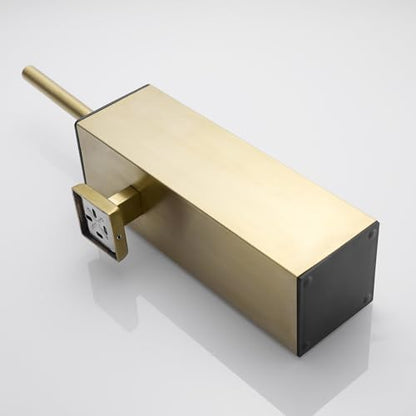 Gold Toilet Brush Set Stainless Steel Square Bathroom Cleaning Brush | AIREMOEN Square Bathroom Toilet Bowl Brush Holder, Round Cleaning Brush Head, Splash Guard - color: Brushed Gold