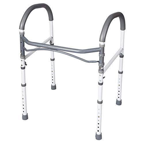 Carex Toilet Safety Rails, Adjustable and Detachable Toilet Safety Frame with Handles for Elderly, Handicap, or Disabled, Heavy-Duty Non-Slip Bathroom Grab Bar, with Padded Handles and Aluminum Frame