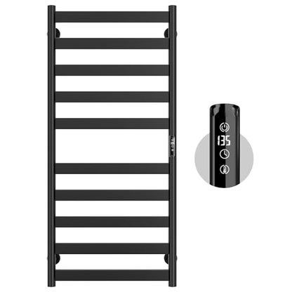 Electric Towel Warmer Rack, 10-Bar Stainless Steel Heated Tower Rack with Built-in Timer, Wall Mounted, Plug-in/Hardwired, Black - color: Black
