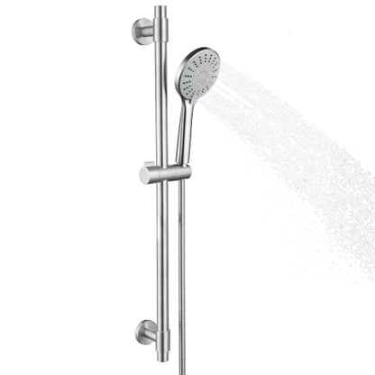 Adjustable 30-Inch Shower Slide Bar with 5-Function Handheld Shower Head, Stainless Steel Wall Mount Shower Slide Bar Set with Extra Hose (Brushed Nickel) - color: Brushed Nickel
