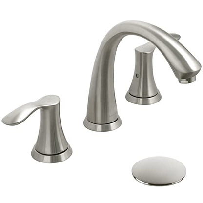 Bathroom Faucet for Sink 3 Hole, Brushed Nickel, BF405-BN | 8 inch Widespread Bathroom Faucet 2 Handle Bathroom Sink Faucet for Vanity with Drain Assembly Supply line, Brushed Nickel - color: Brushed Nickel