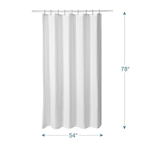 AmazerBath 54 x 78 Shower Curtain Waffle, Long Stall Shower Curtain White, Heavy Duty 240GSM, Fabric Shower Curtains, Hotel Quality Bathroom Accessories, 54 Inches Wide x 78 Inches Long - color: White, size: 54"W x 78"L (Pack of 1)