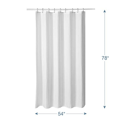 AmazerBath 54 x 78 Shower Curtain Waffle, Long Stall Shower Curtain White, Heavy Duty 240GSM, Fabric Shower Curtains, Hotel Quality Bathroom Accessories, 54 Inches Wide x 78 Inches Long - color: White, size: 54"W x 78"L (Pack of 1)