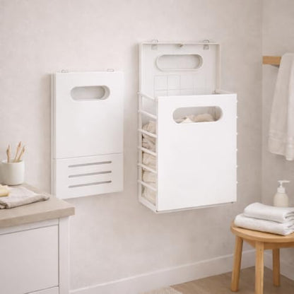 Wall Mounted Laundry Basket, Foldable Slim Hamper for Small Spaces | For socks, underwear and light clothes in RVs, dorms and bathrooms